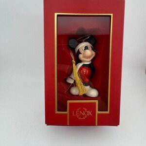 Lenox Mickey Mouse Winter Ornament 3.75in Red Disney Showcase Porcelain